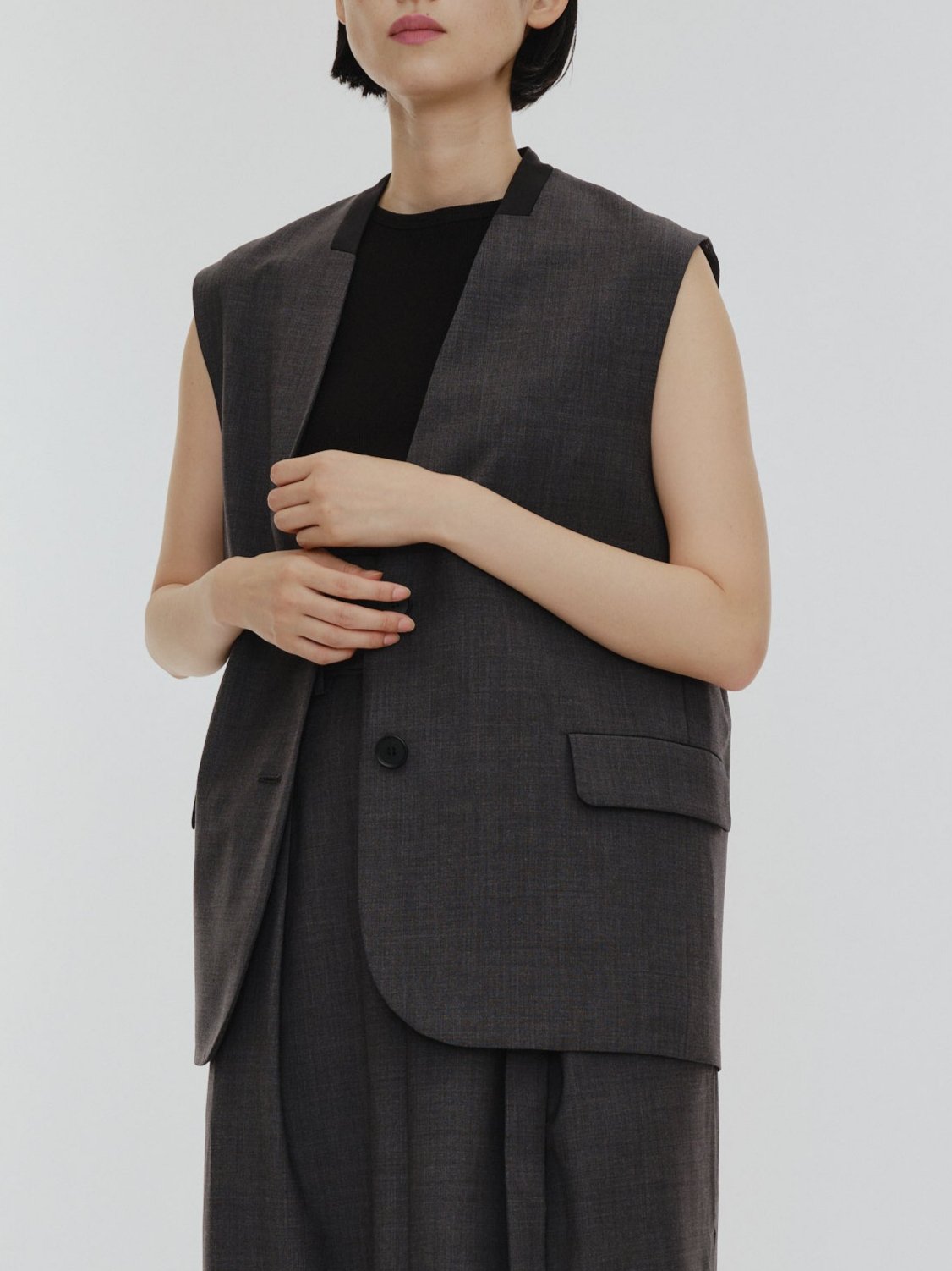 BICOLOR GILET(GRAY)