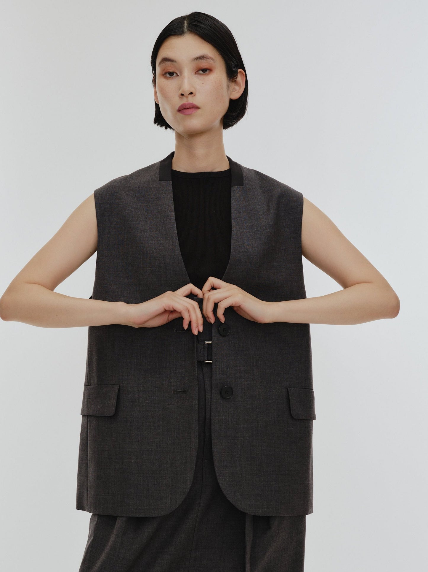 BICOLOR GILET(GRAY)