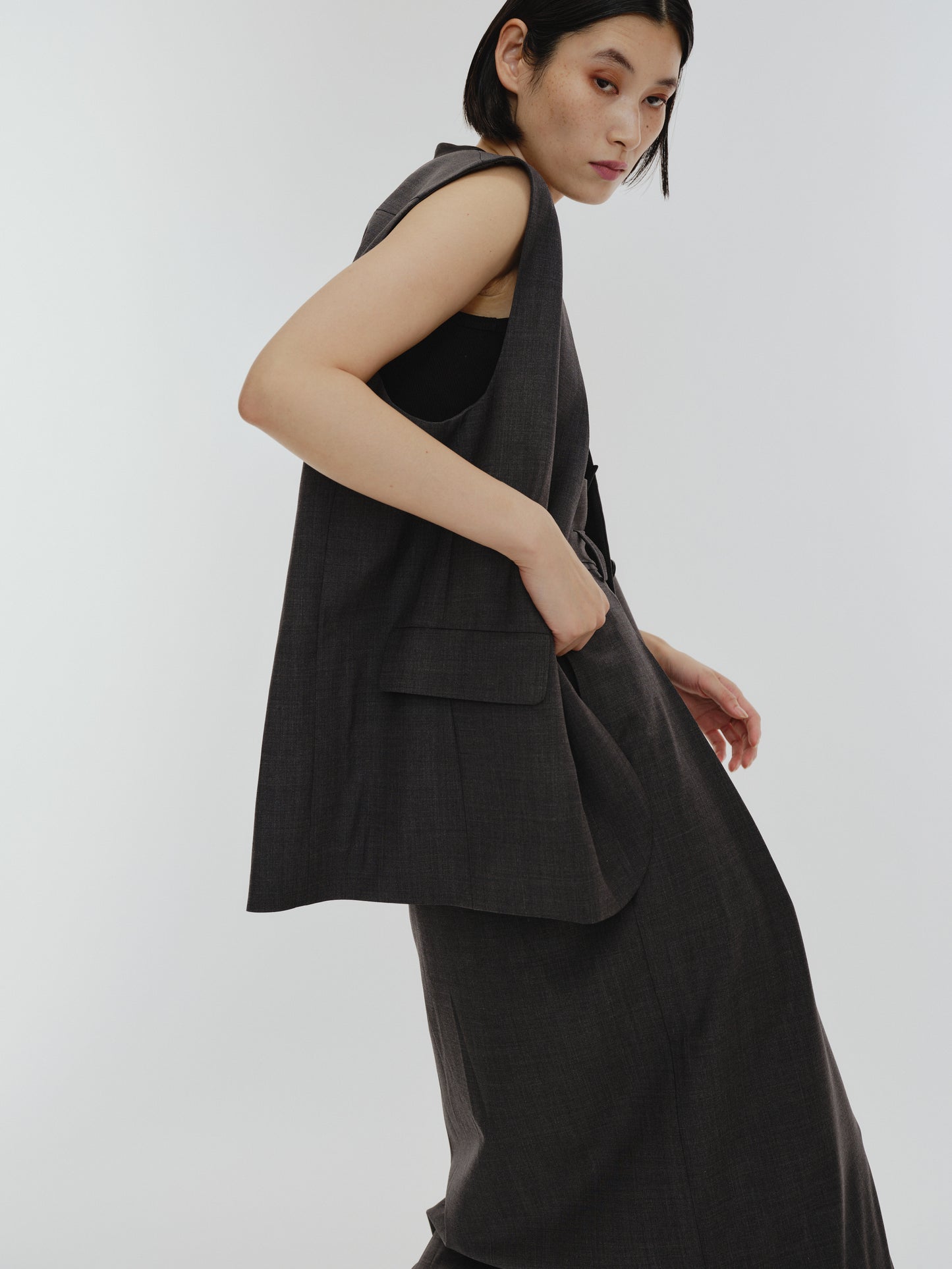 BICOLOR GILET(GRAY)