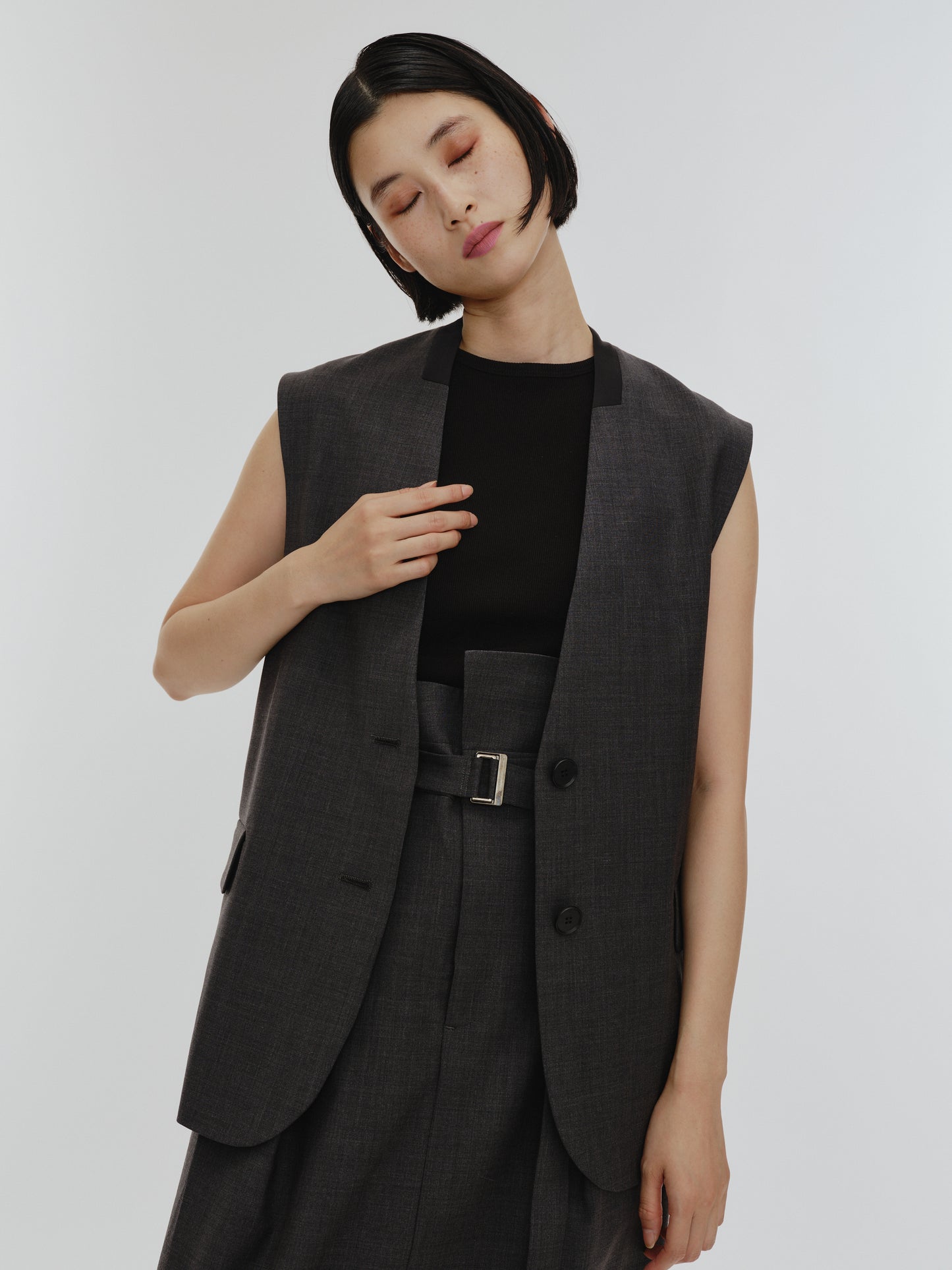 BICOLOR GILET(GRAY)