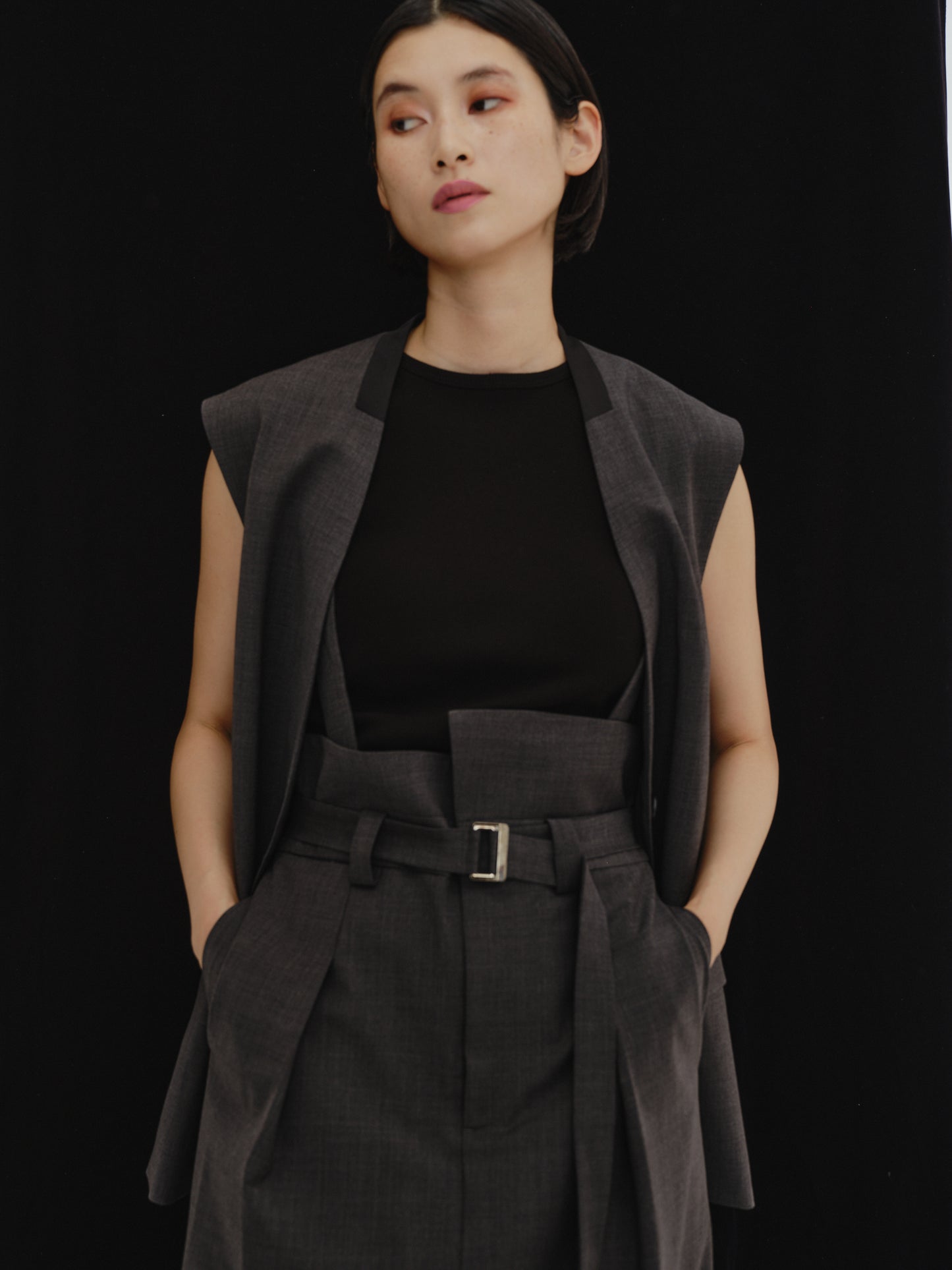 BICOLOR GILET(GRAY)