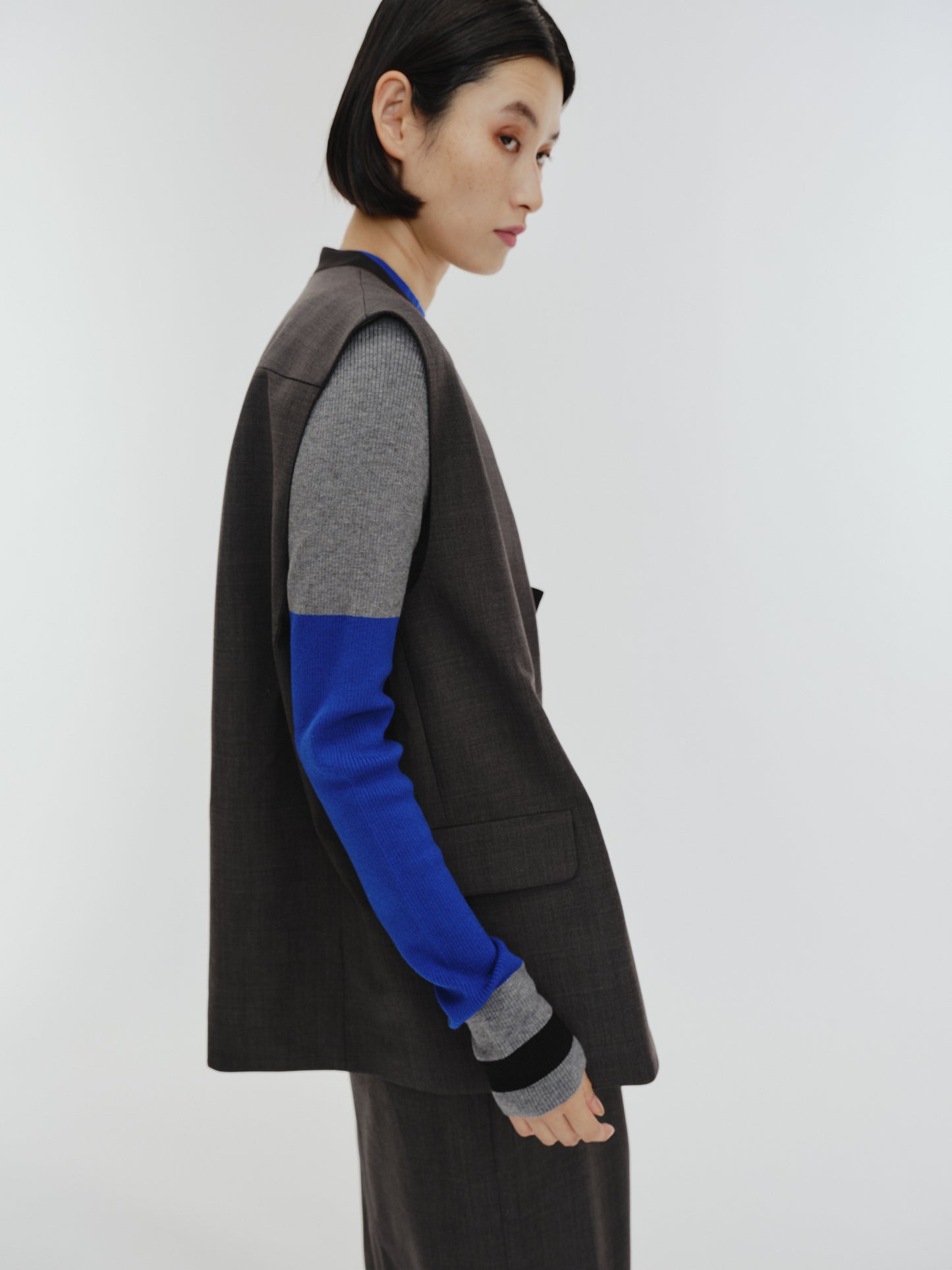 BICOLOR GILET(GRAY)