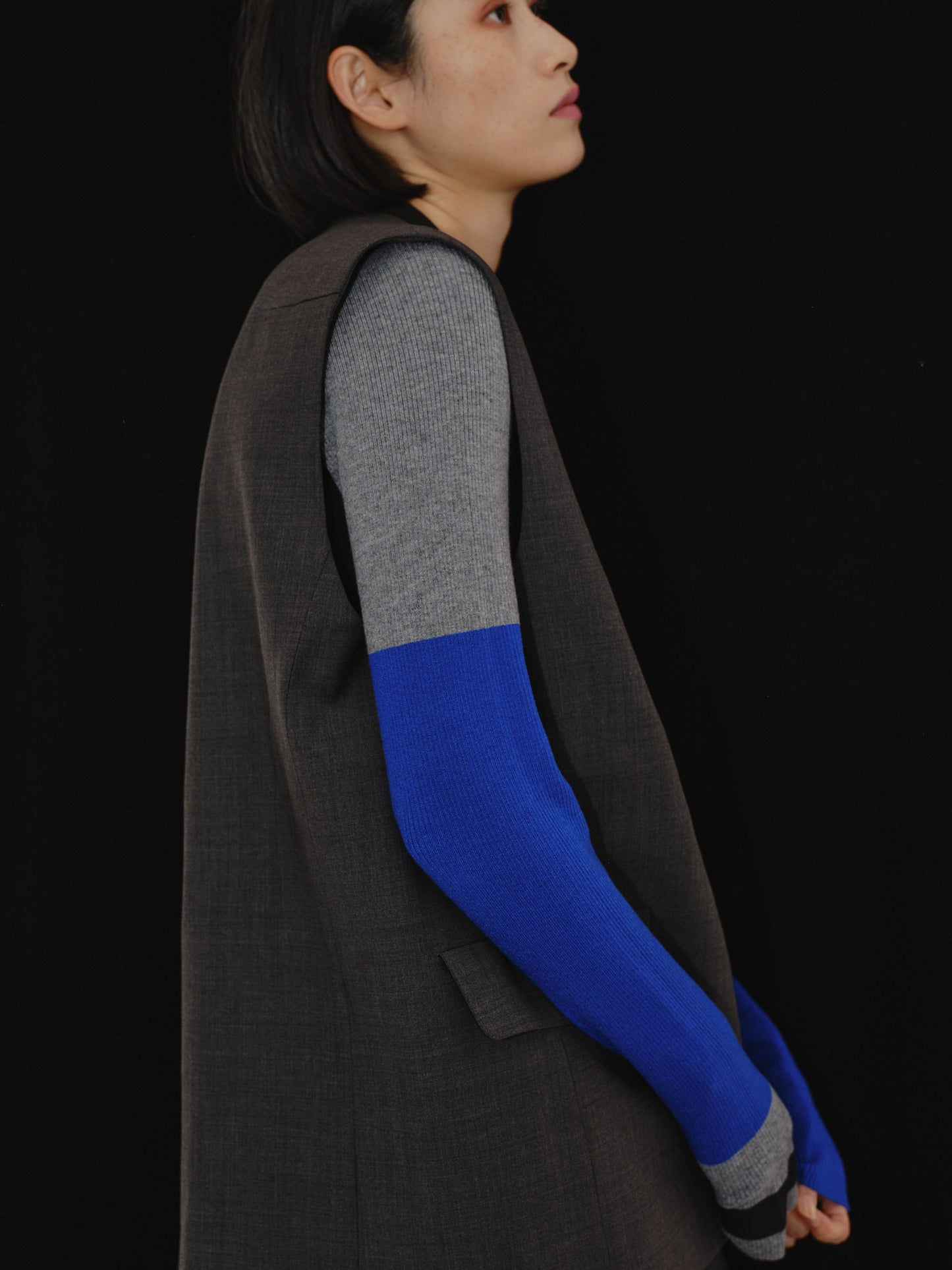 BICOLOR GILET(GRAY)