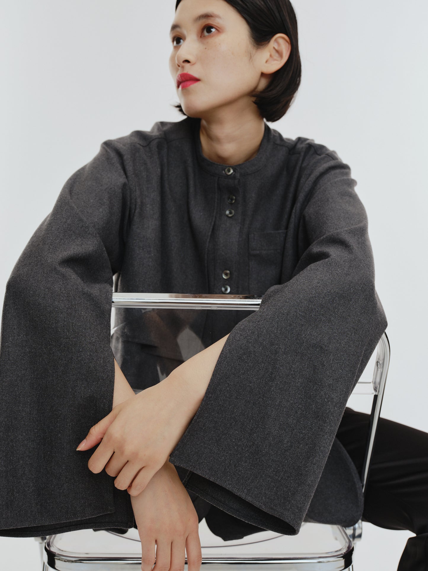 BUTTON SHIRT(GRAY)