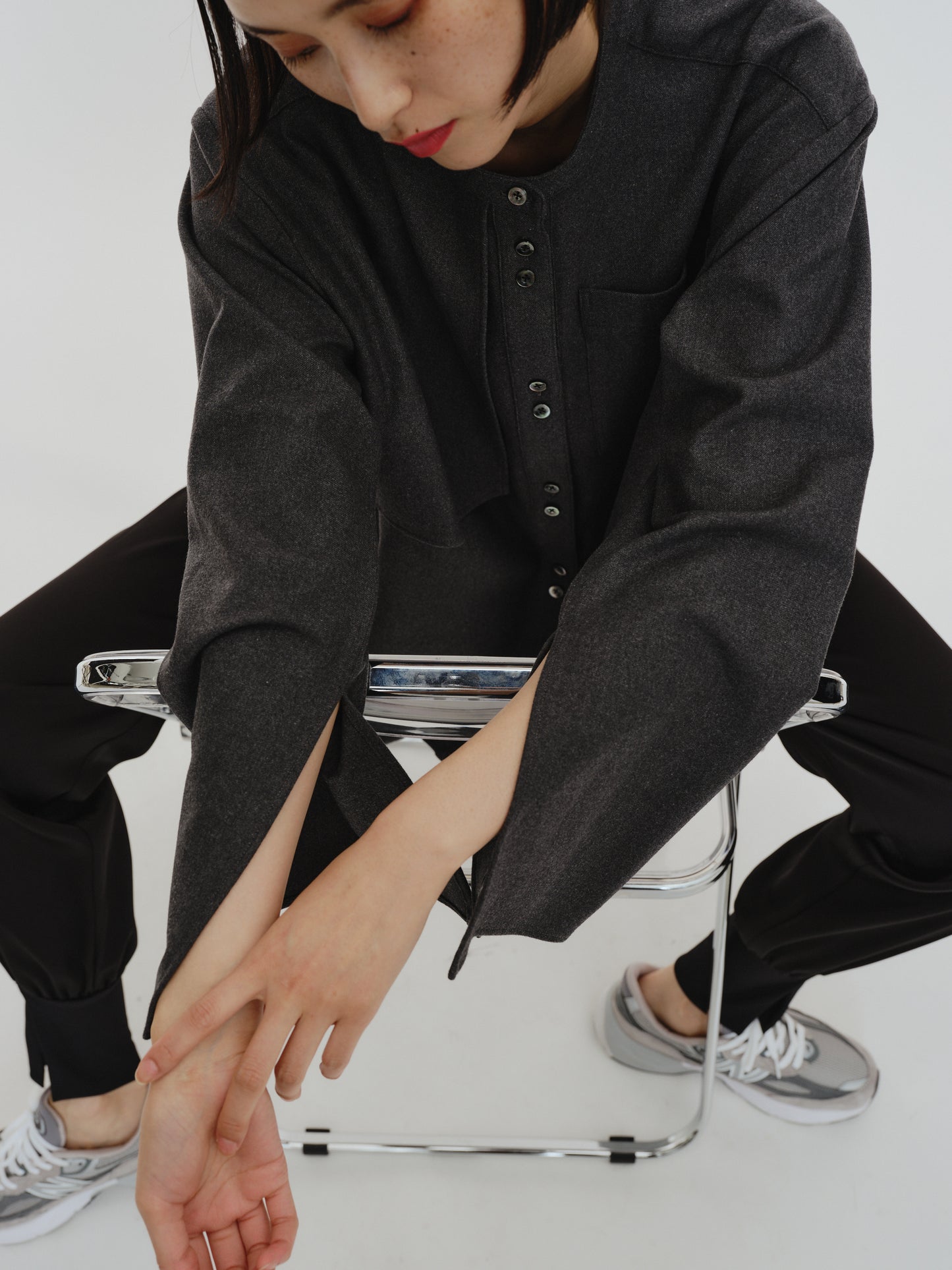 BUTTON SHIRT(GRAY)