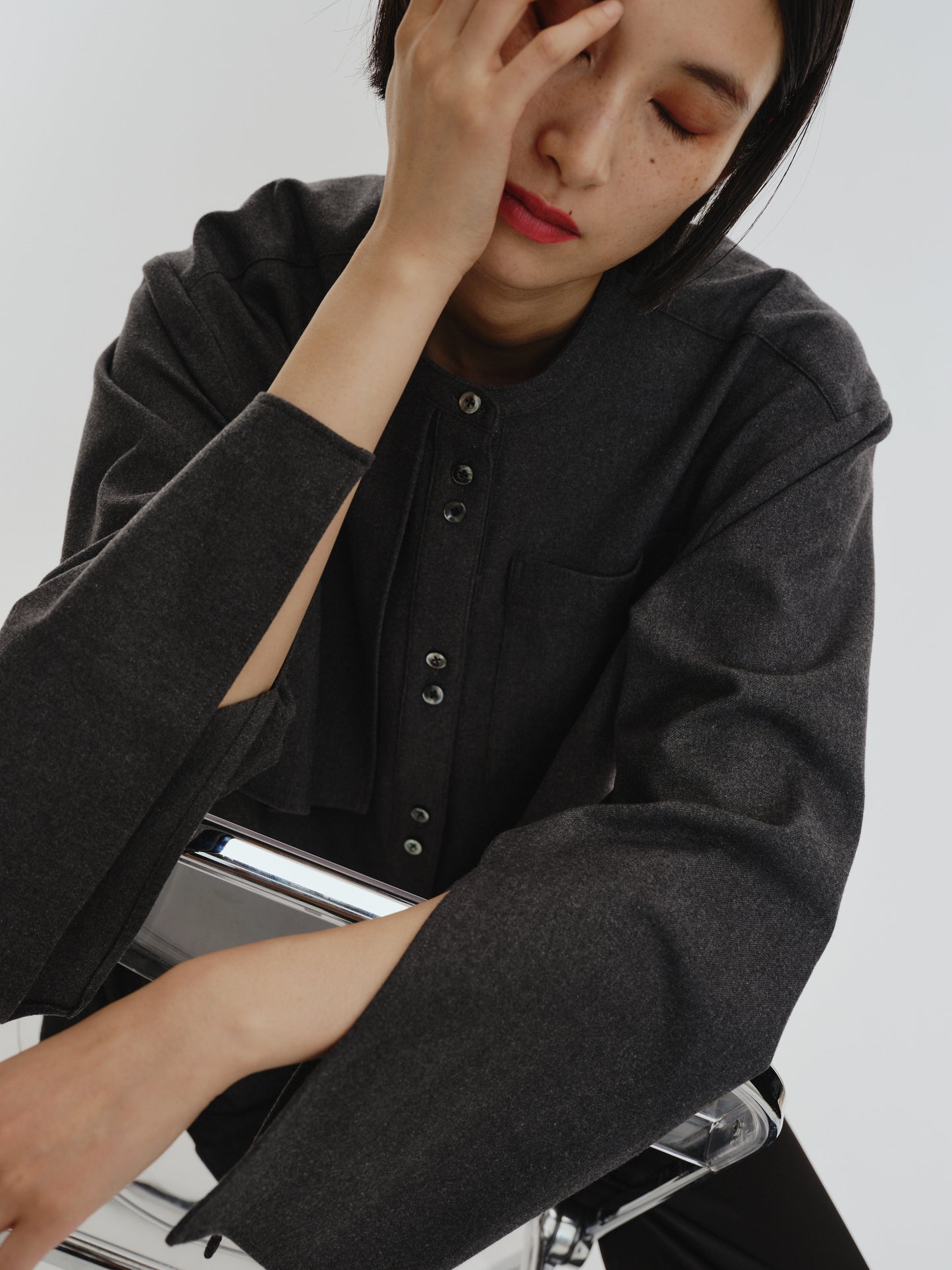BUTTON SHIRT(GRAY)