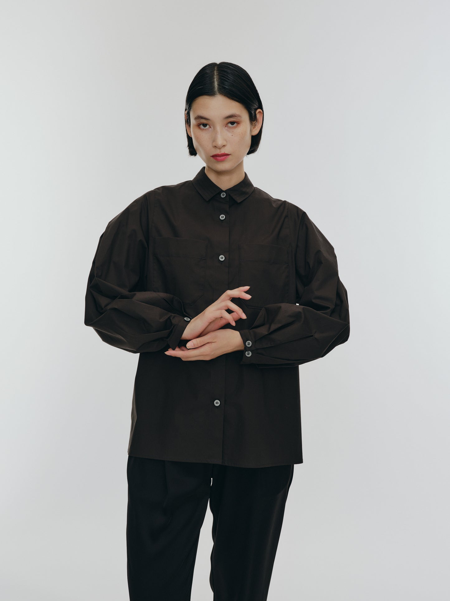 KNIT NECK PARTS SHIRT (BLACK)