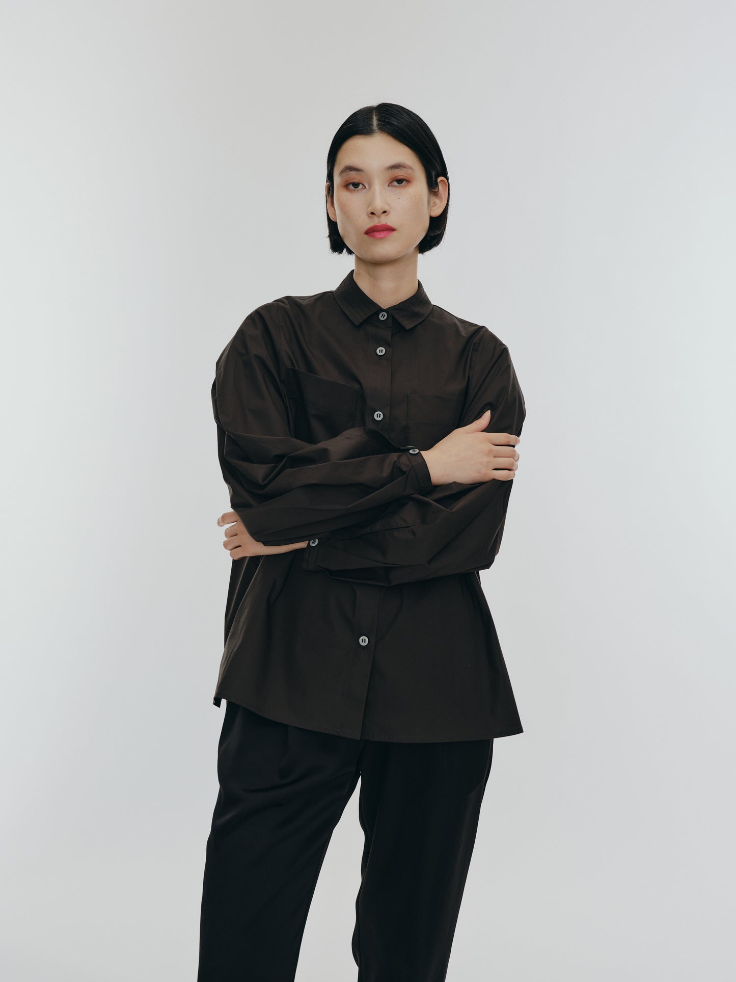 KNIT NECK PARTS SHIRT (BLACK)