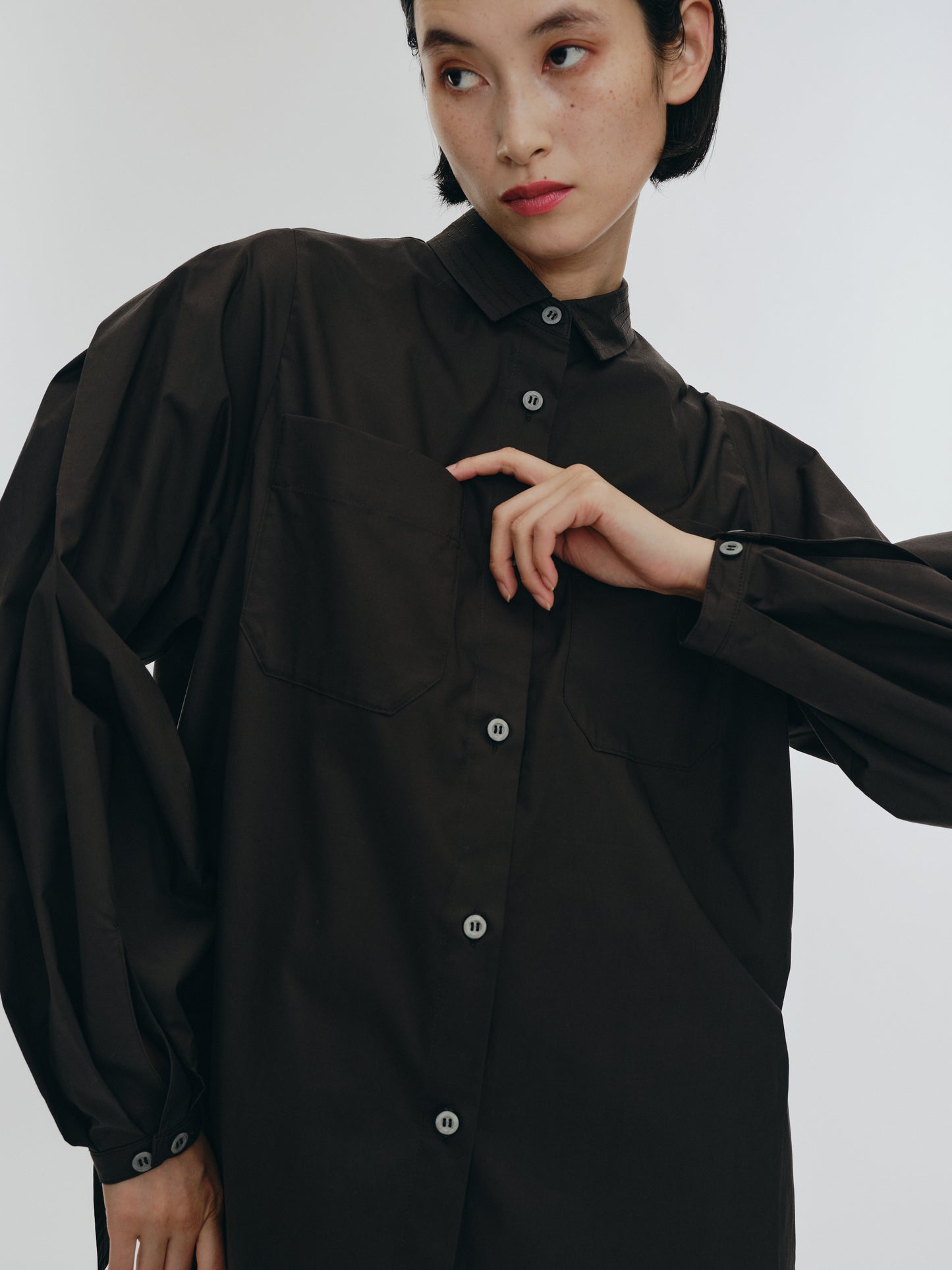 KNIT NECK PARTS SHIRT (BLACK)