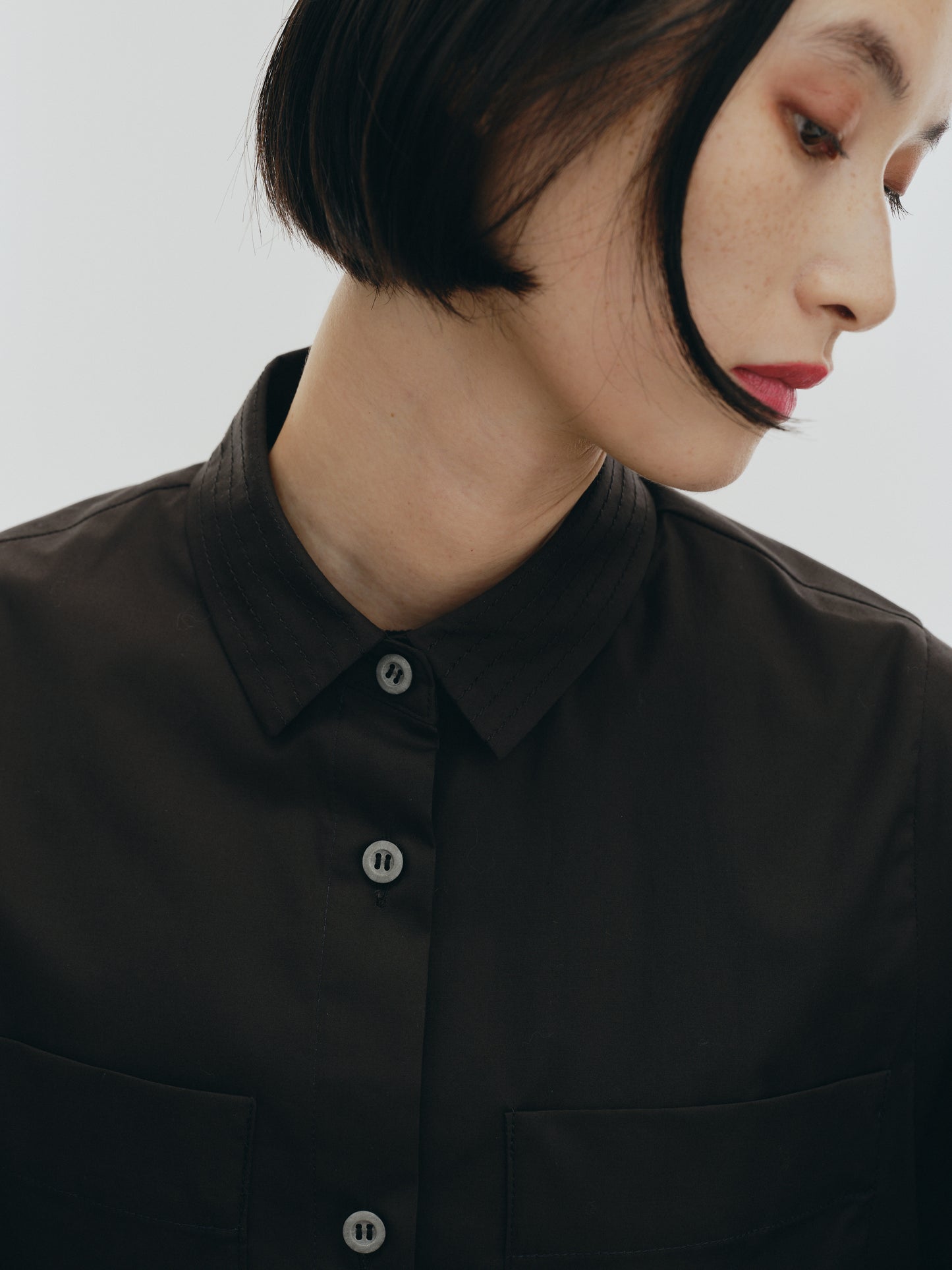 KNIT NECK PARTS SHIRT (BLACK)