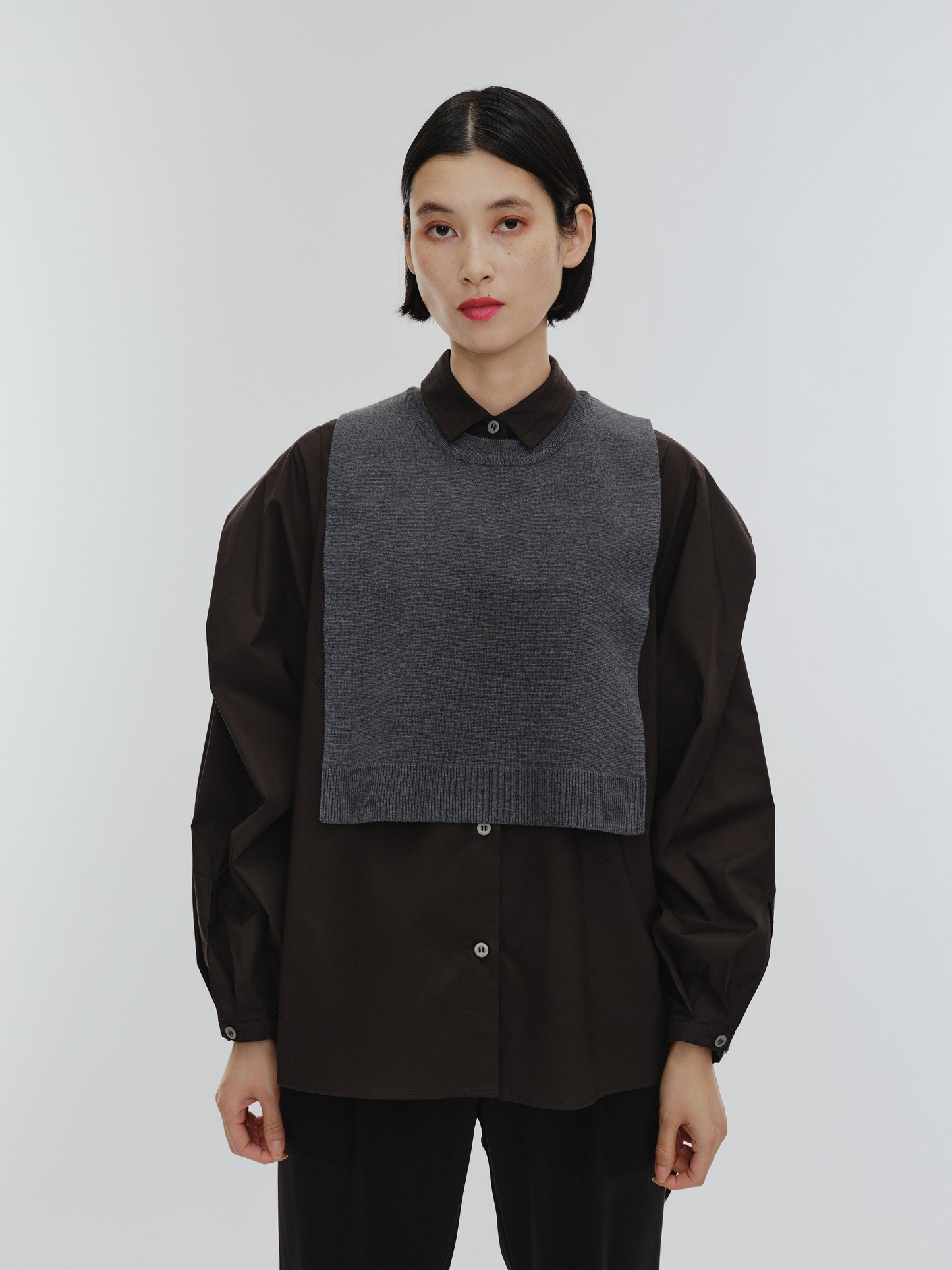 KNIT NECK PARTS SHIRT (BLACK)