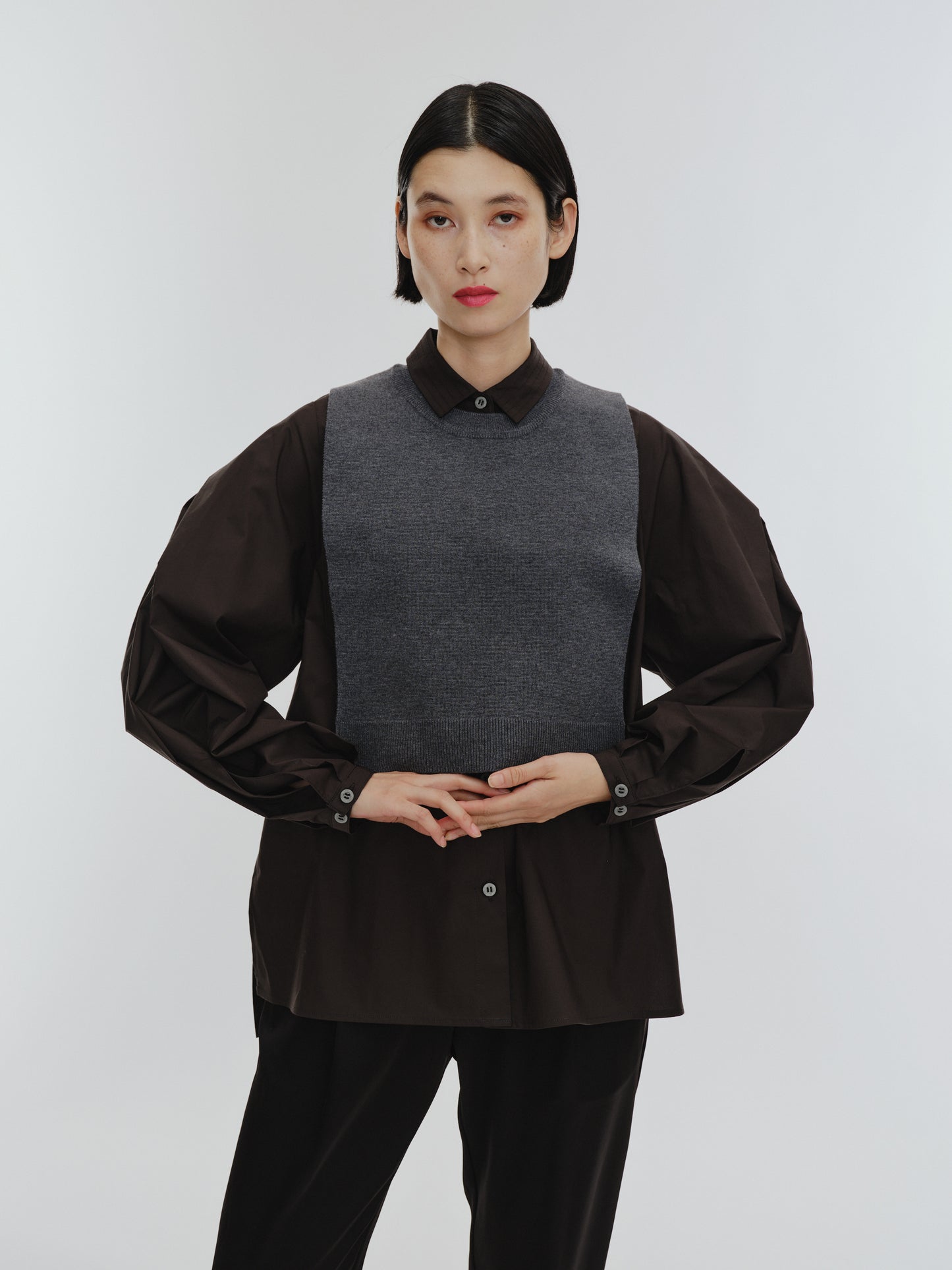 KNIT NECK PARTS SHIRT (BLACK)