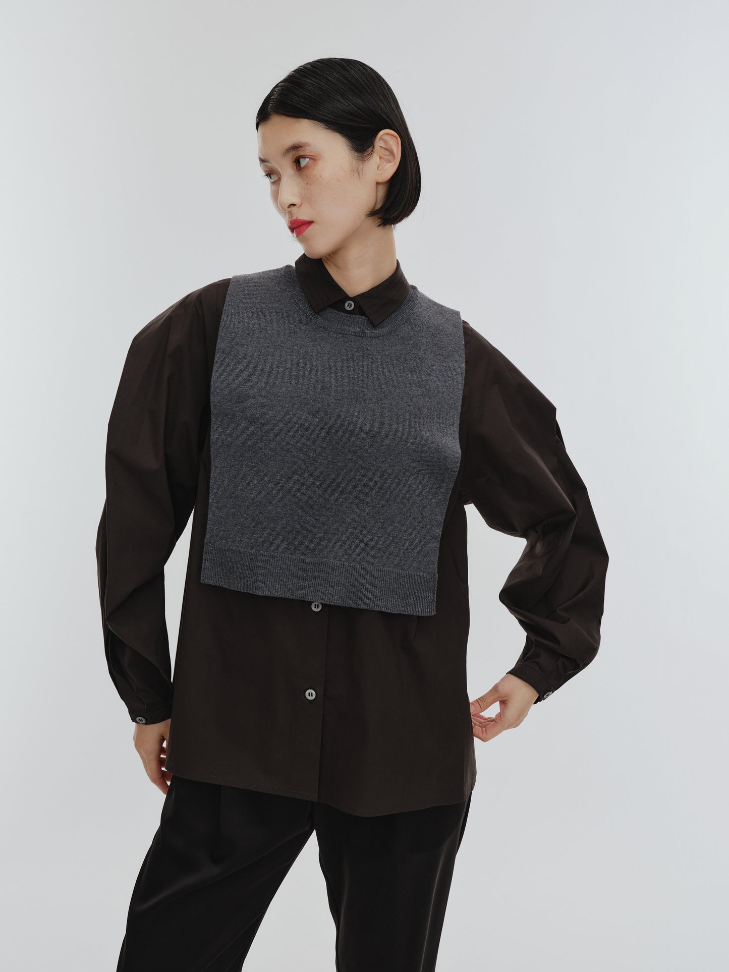 KNIT NECK PARTS SHIRT (BLACK)