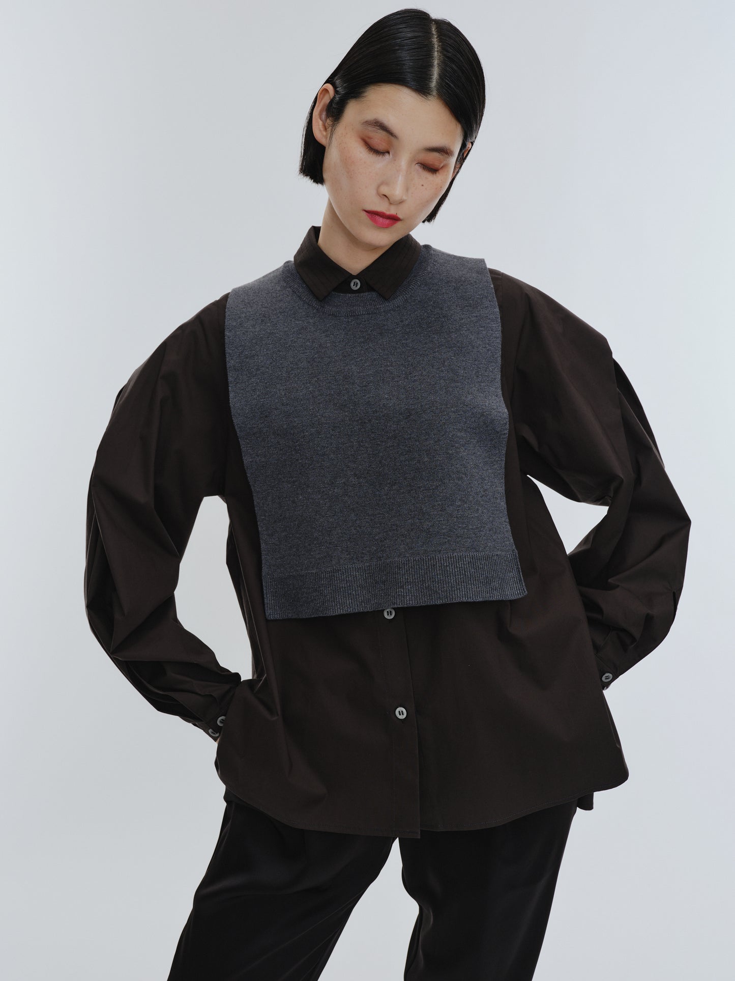 KNIT NECK PARTS SHIRT (BLACK)
