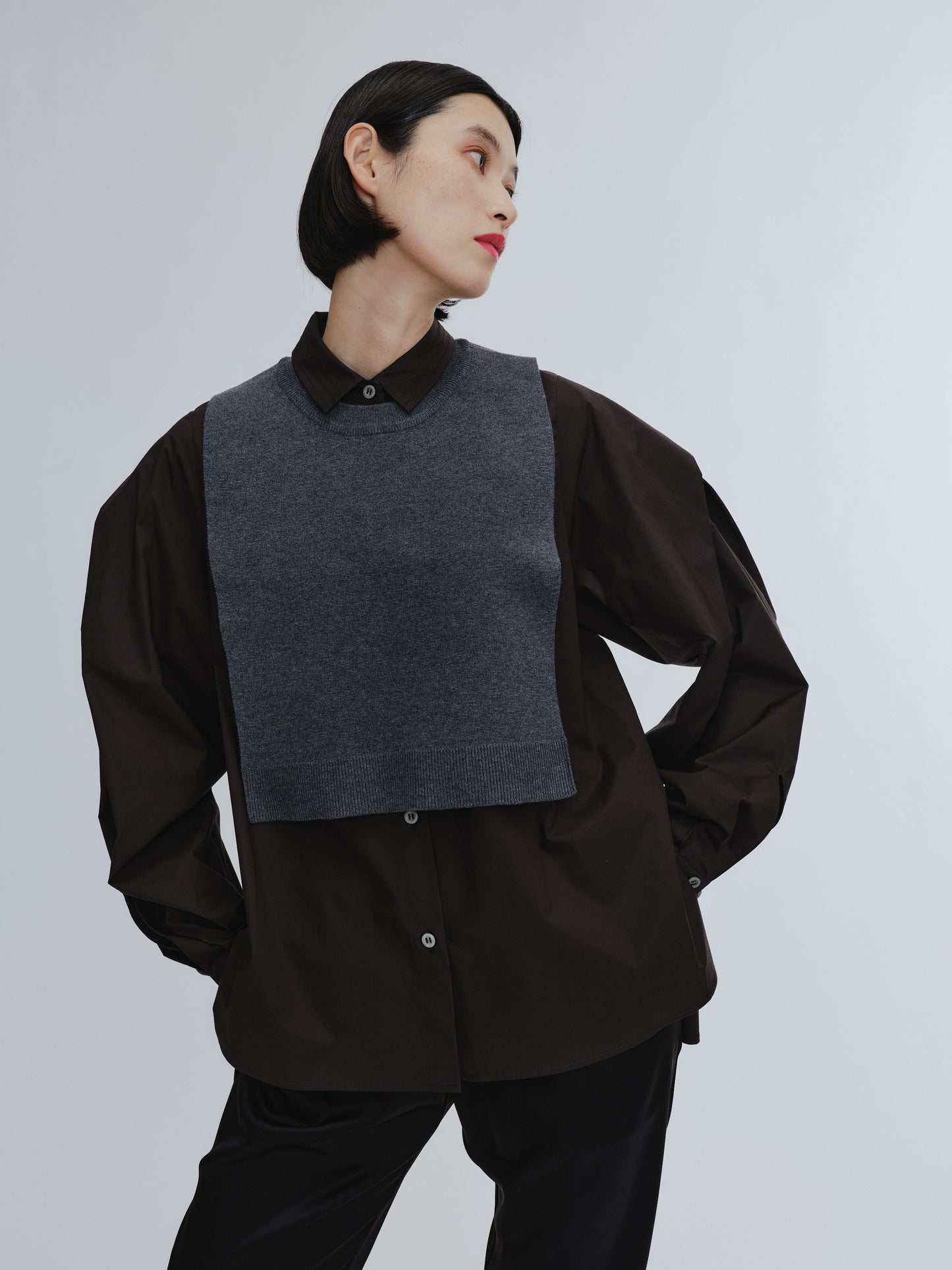 KNIT NECK PARTS SHIRT (BLACK)