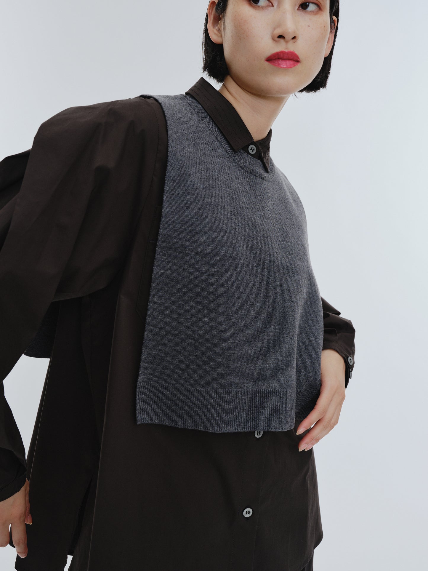 KNIT NECK PARTS SHIRT (BLACK)