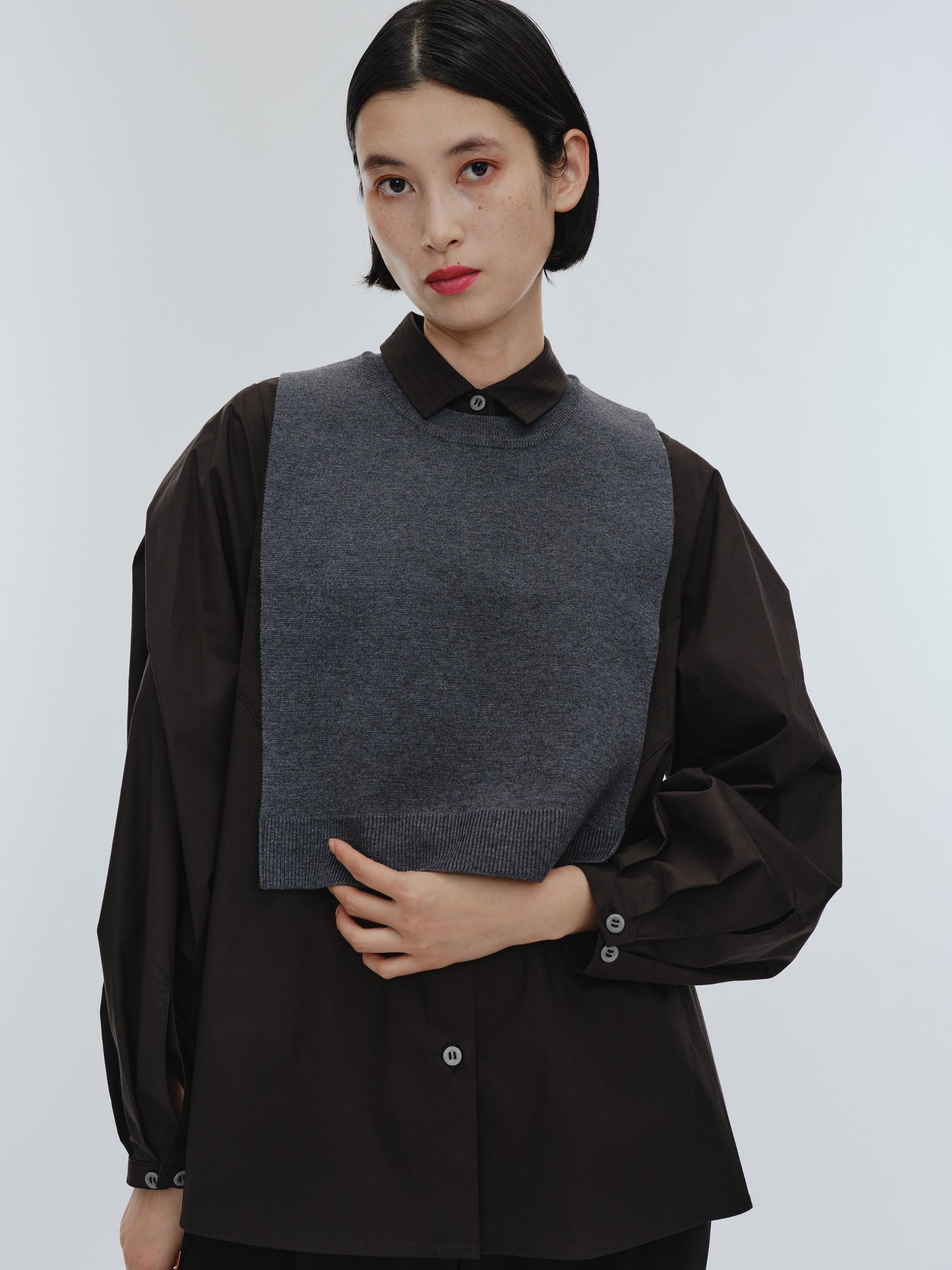 KNIT NECK PARTS SHIRT (BLACK)