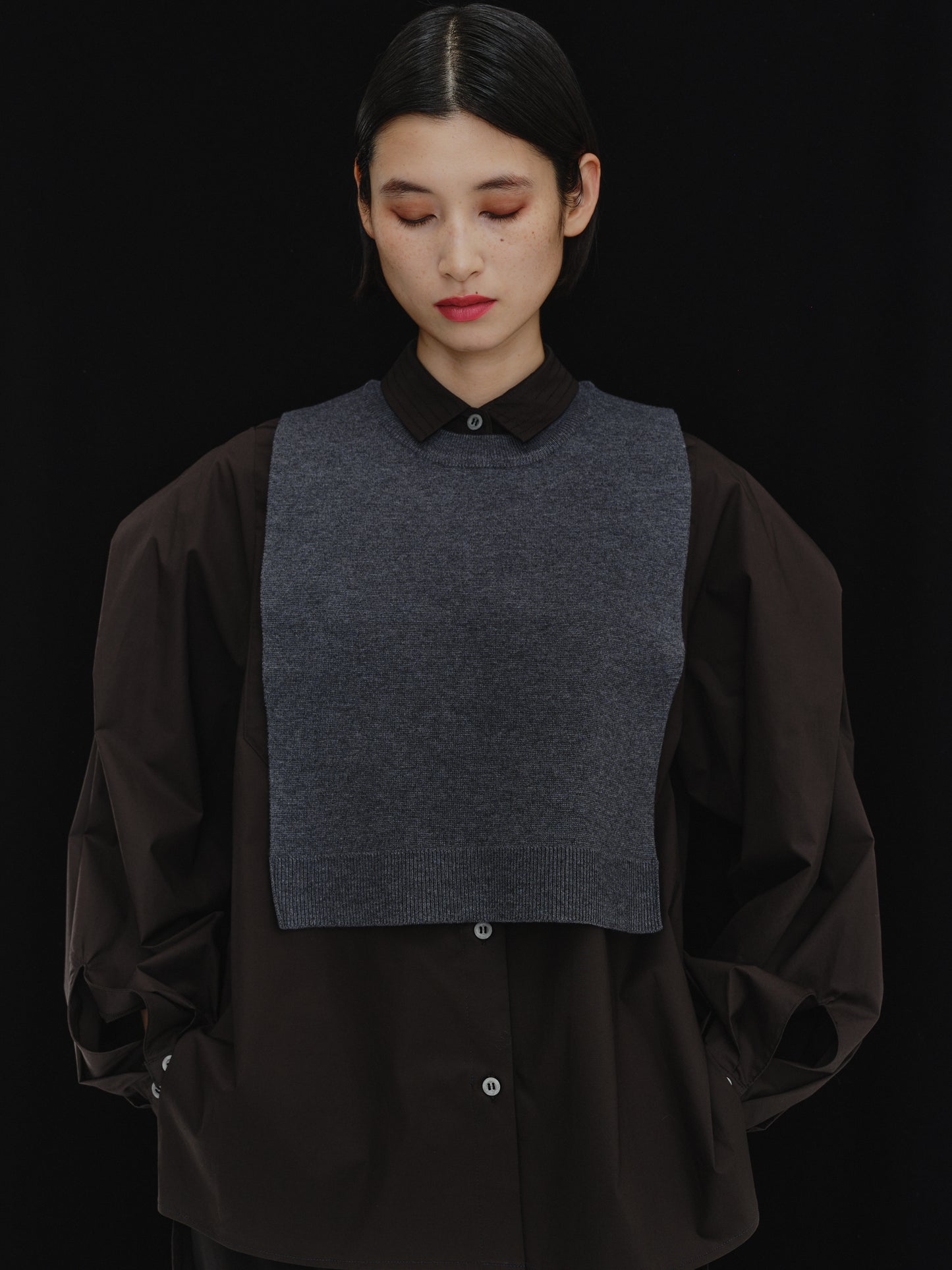 KNIT NECK PARTS SHIRT (BLACK)