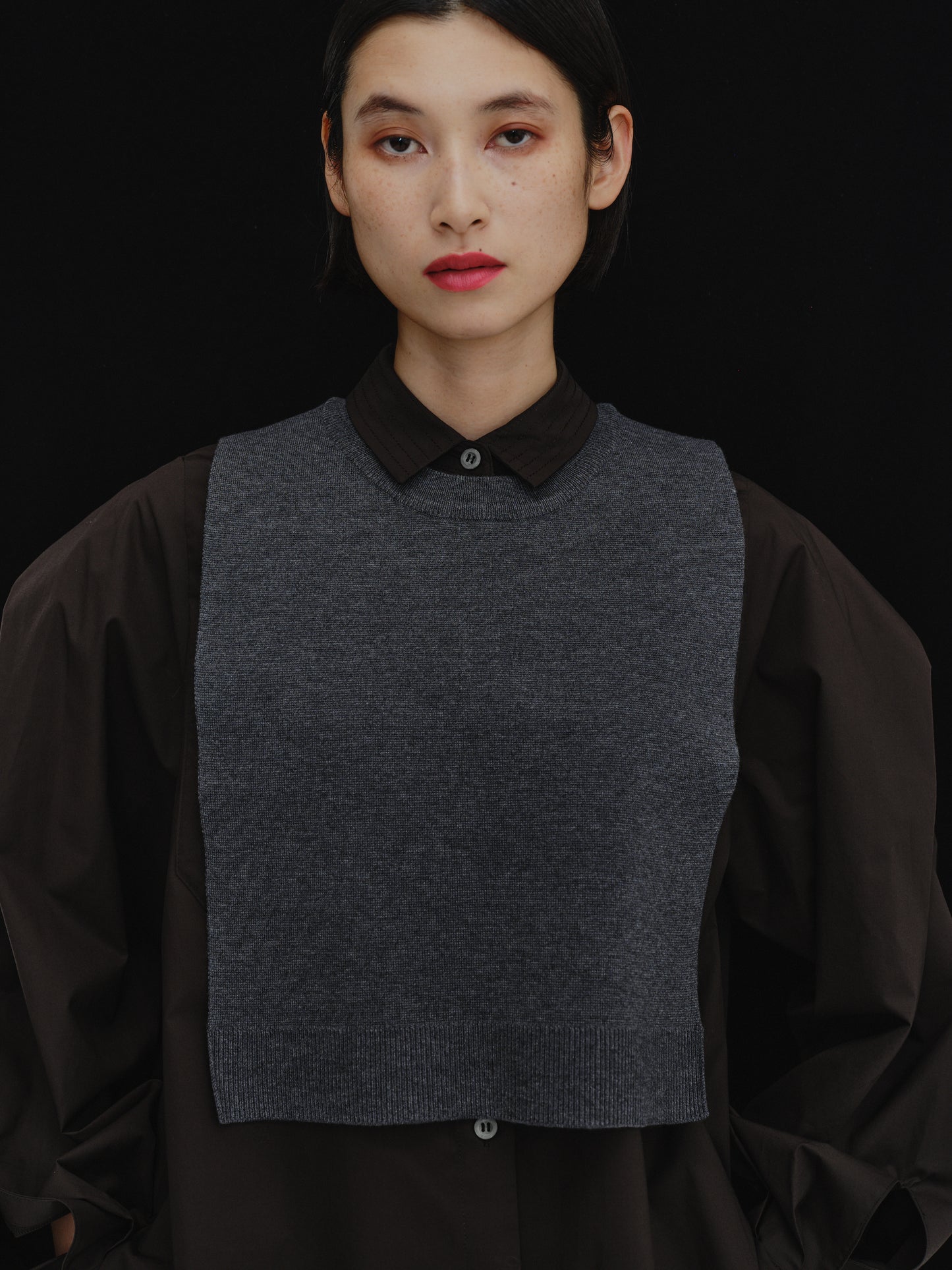 KNIT NECK PARTS SHIRT (BLACK)