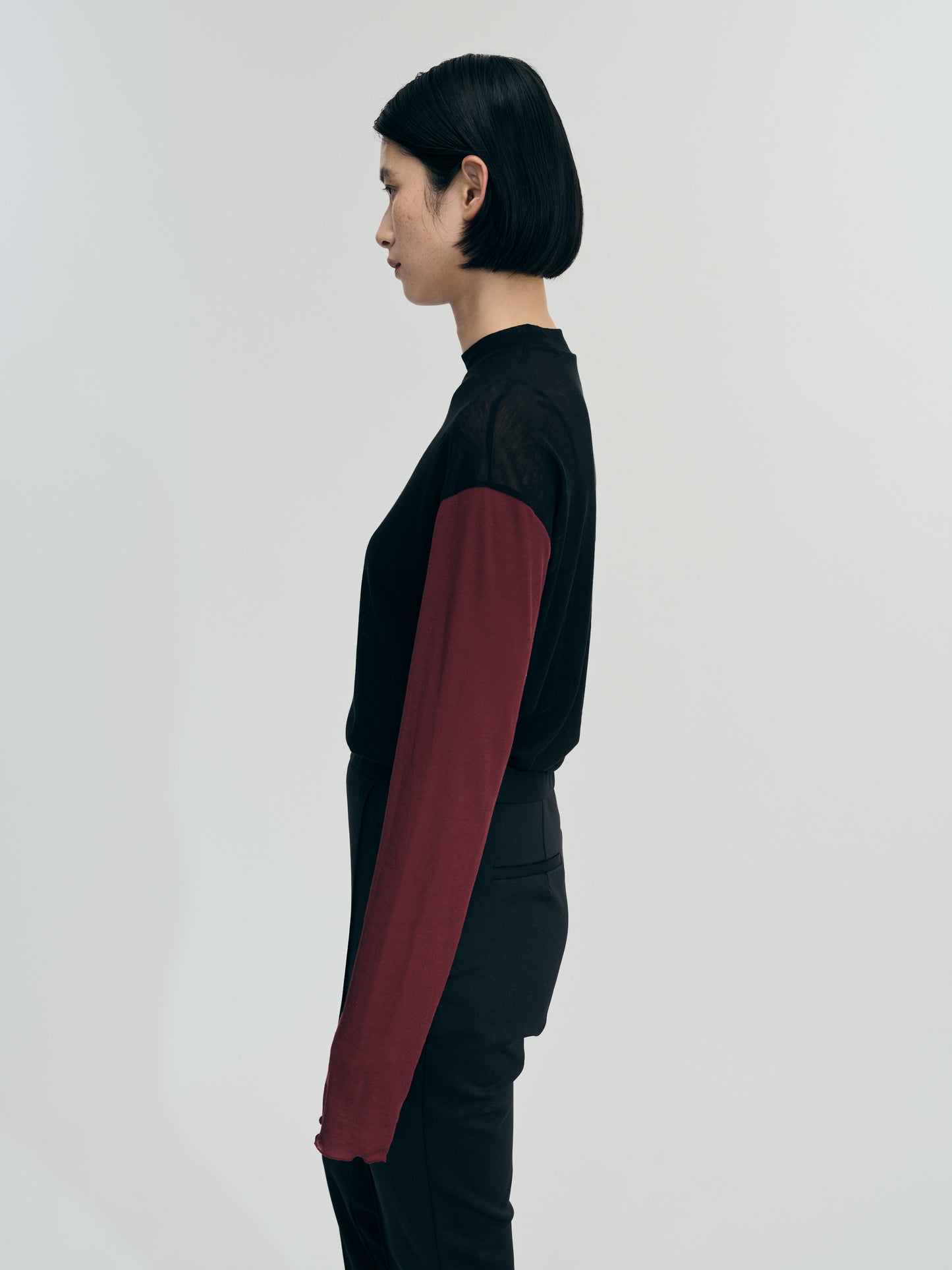 COLOR SCHEME SHEER TOPS(BORDEAUX×BLACK)