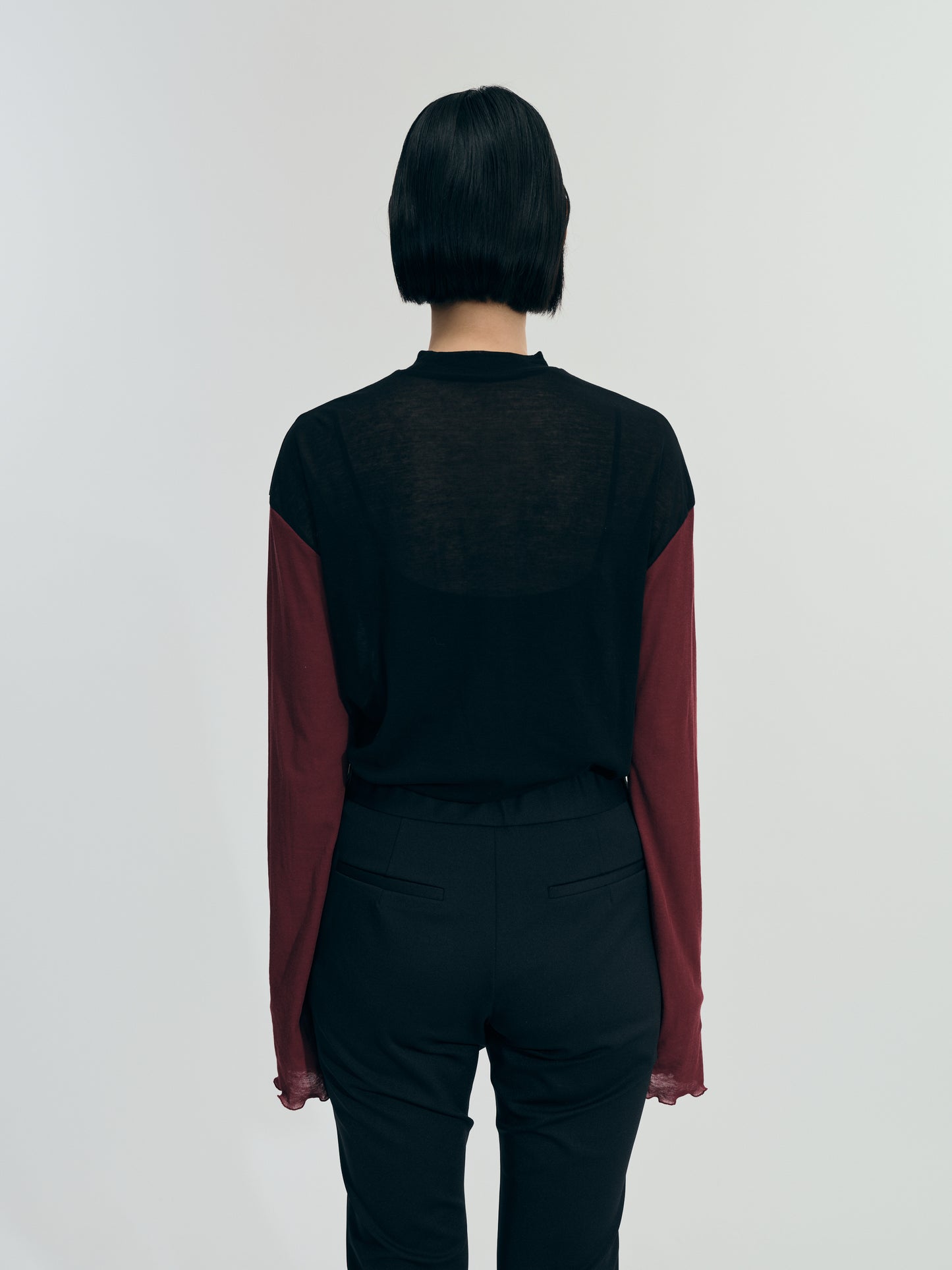 COLOR SCHEME SHEER TOPS(BORDEAUX×BLACK)