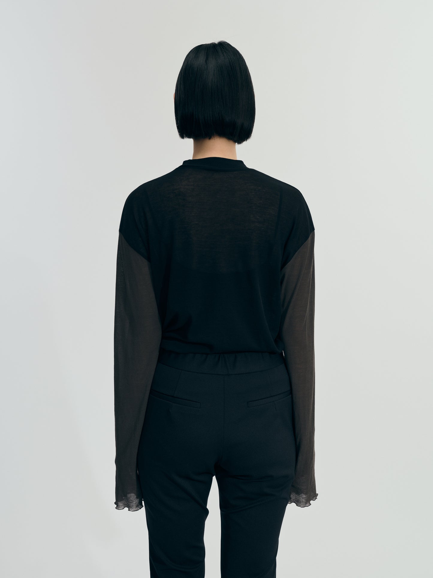COLOR SCHEME SHEER TOPS(BROWNGRAY×BLACK)
