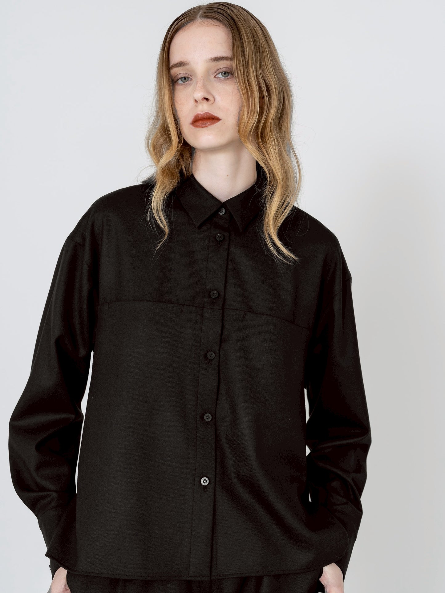 【PRE-ORDER】Wool Saxony Shirt(3color)