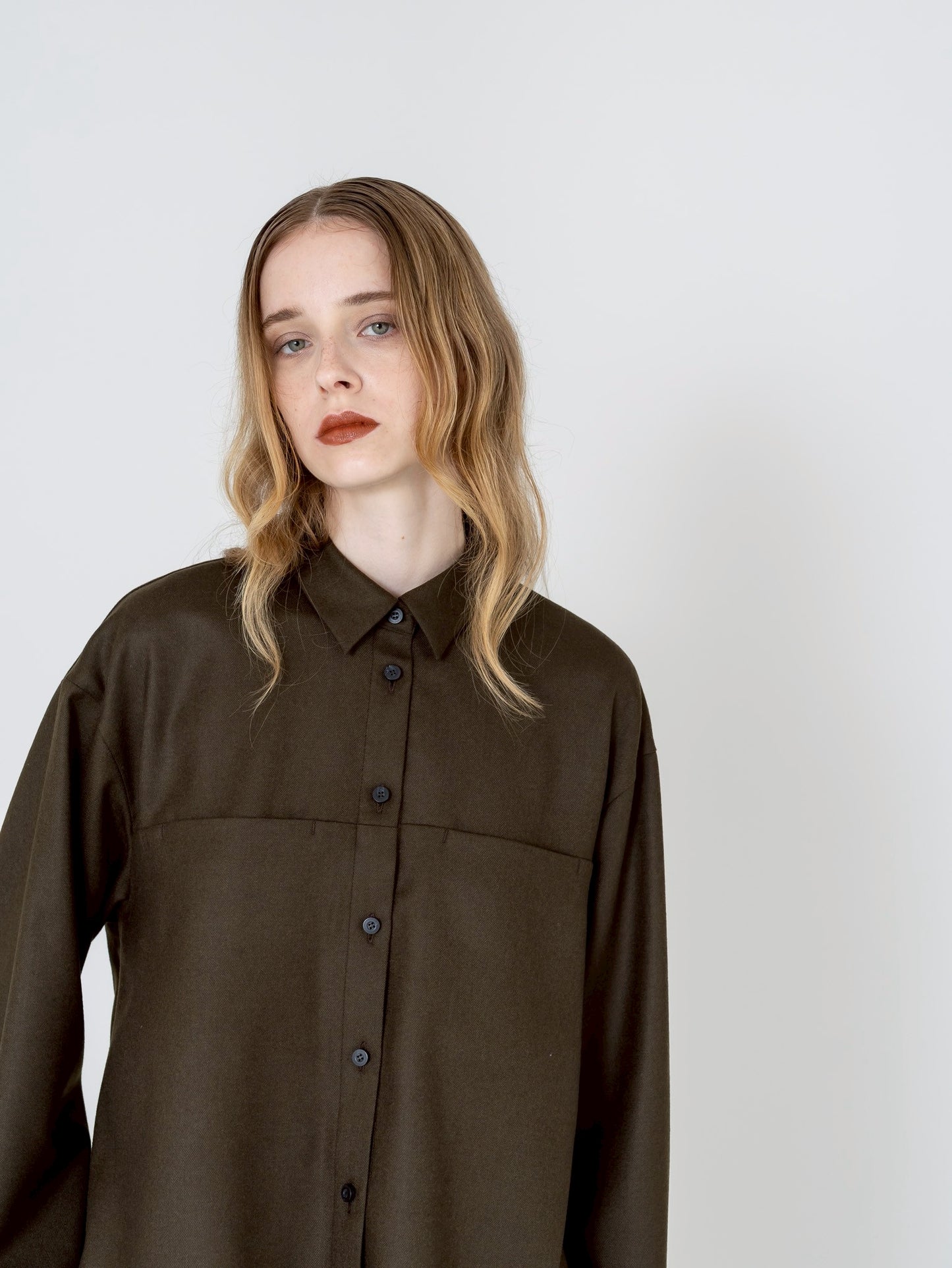 【PRE-ORDER】Wool Saxony Shirt(3color)