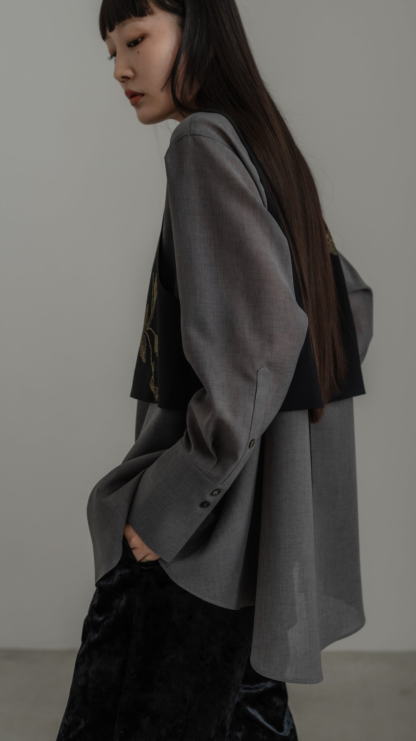 【PRE ORDER】Sheer Nuance Shirt (Gray)