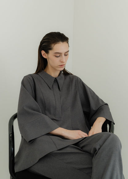 【PRE ORDER】Airy Form Shirt(warm gray)