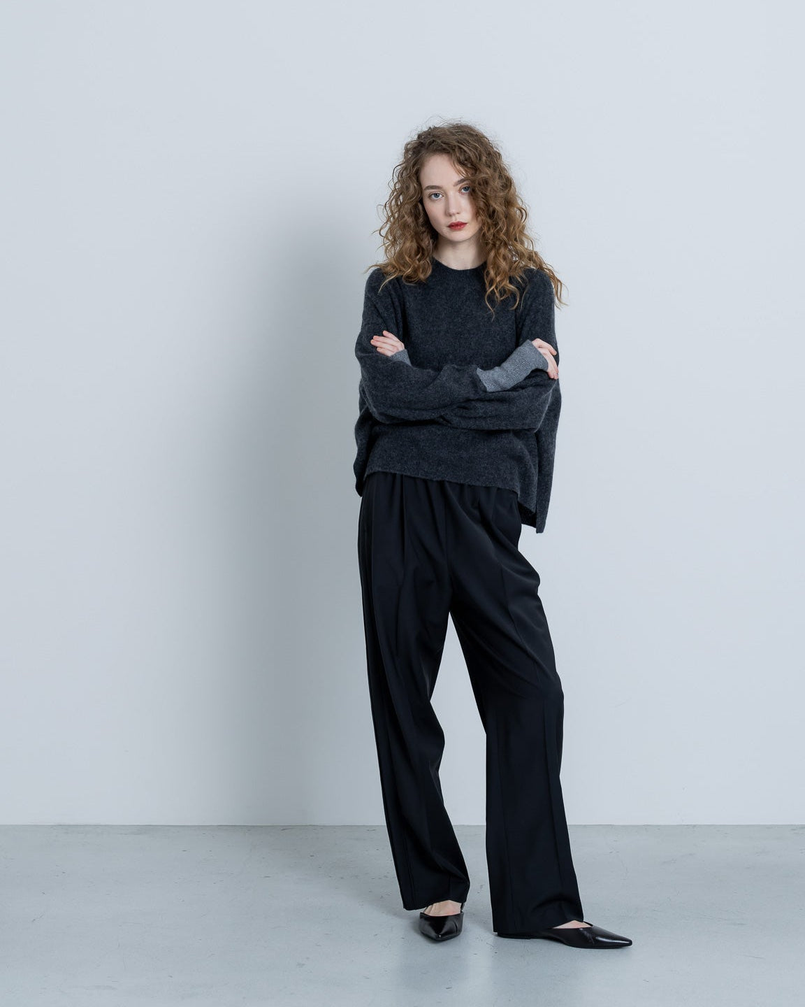 Cashmere silk blend knit(CHARCOAL BLACK)