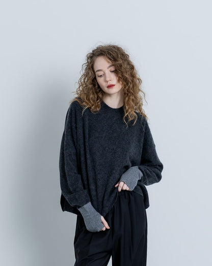 Cashmere silk blend knit(CHARCOAL BLACK)