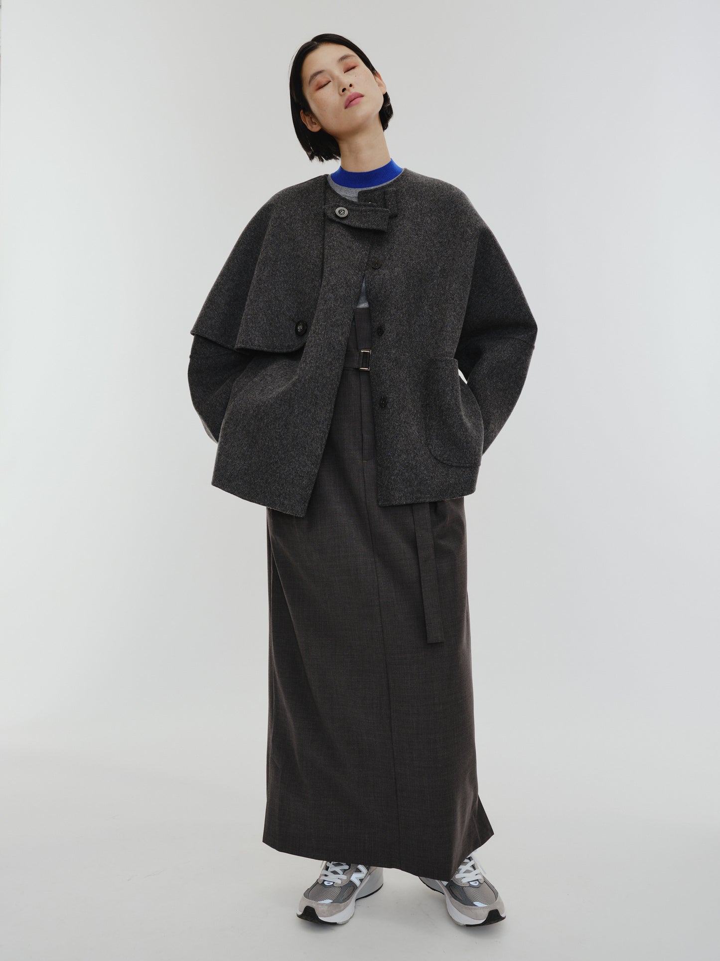 【PREORDER】PONCHO COAT / CHARCOAL GRAY