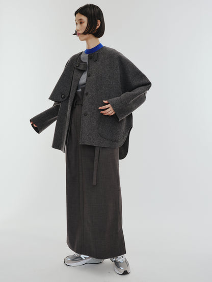 【PREORDER】PONCHO COAT / CHARCOAL GRAY