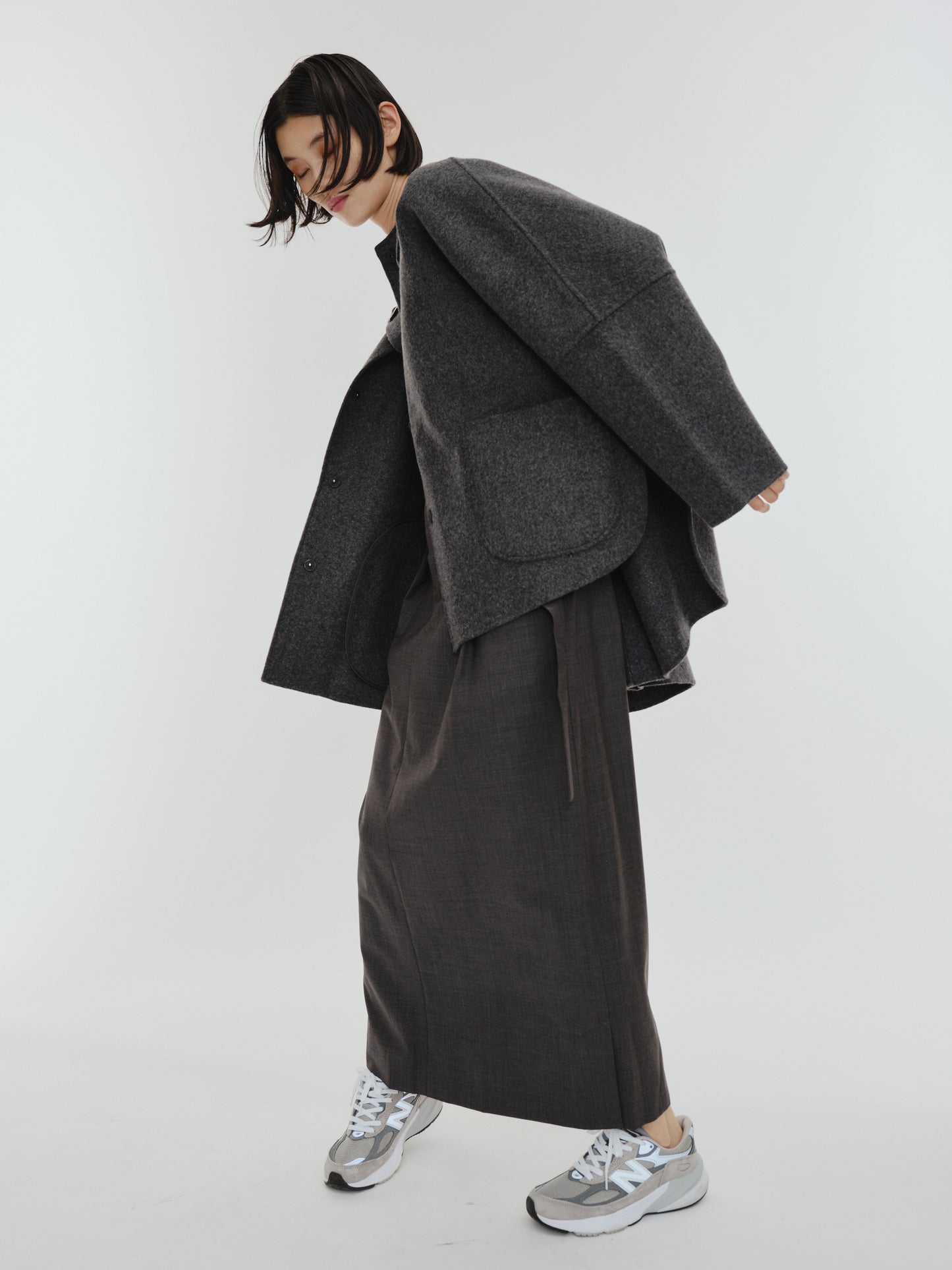 【PREORDER】PONCHO COAT / CHARCOAL GRAY