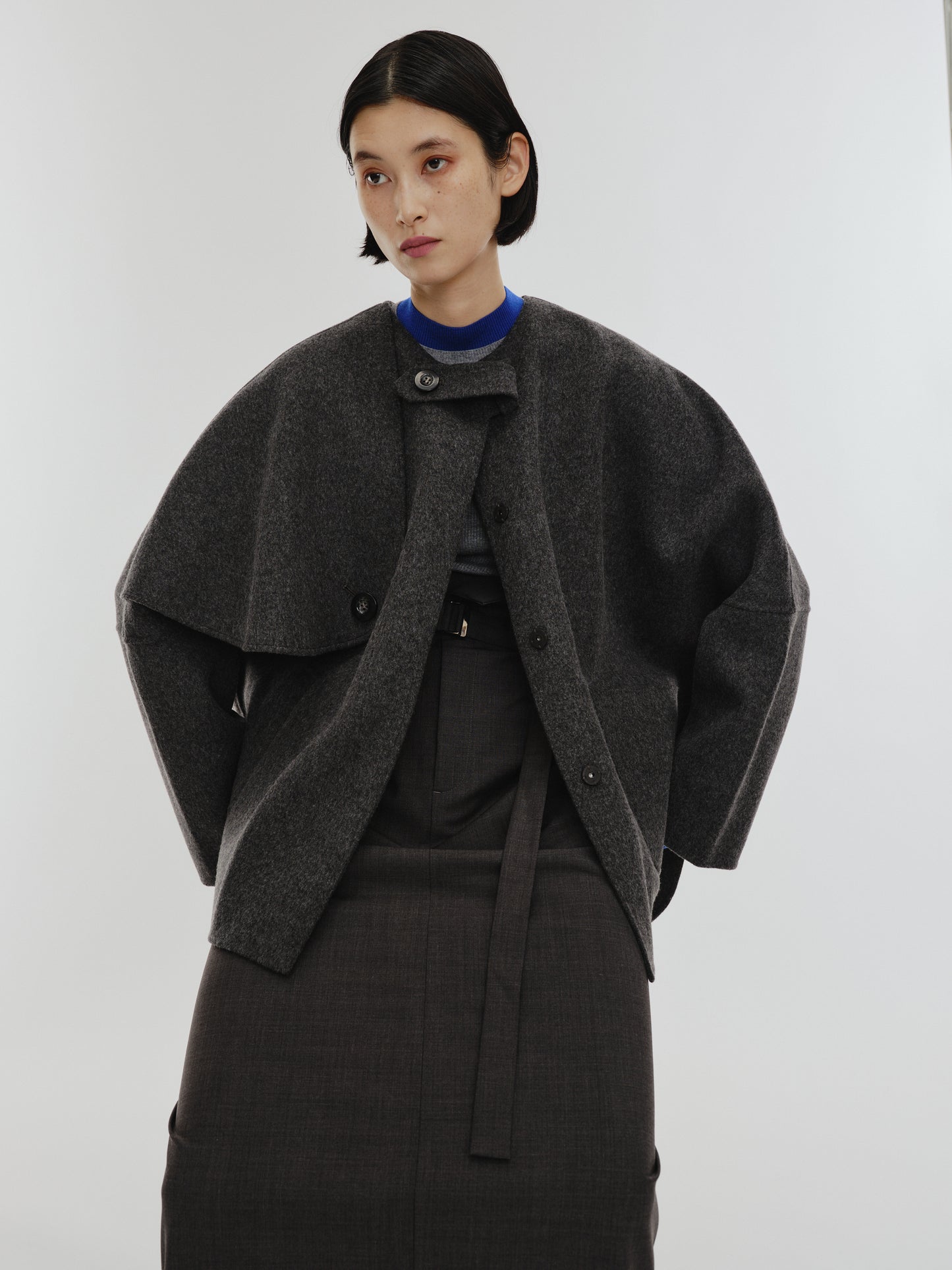 【PREORDER】PONCHO COAT / CHARCOAL GRAY