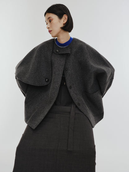 【PREORDER】PONCHO COAT / CHARCOAL GRAY