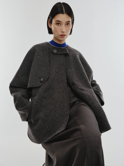 【PREORDER】PONCHO COAT / CHARCOAL GRAY