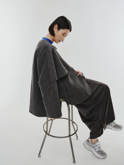 【PREORDER】PONCHO COAT / CHARCOAL GRAY