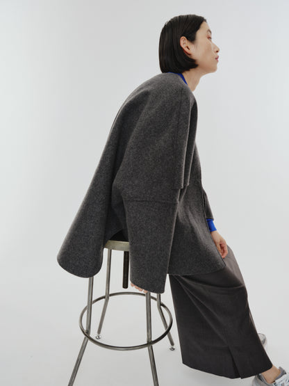 【PREORDER】PONCHO COAT / CHARCOAL GRAY