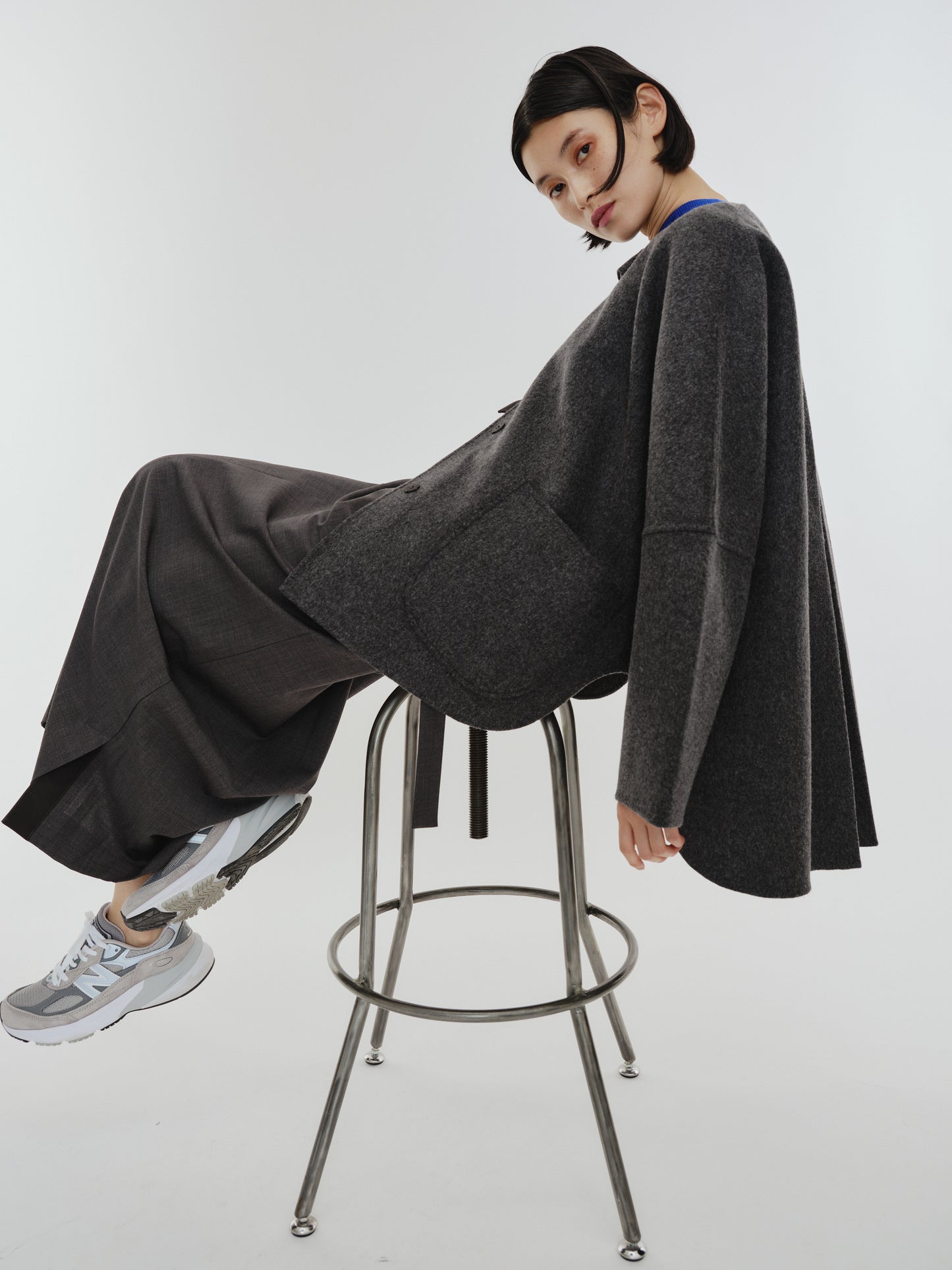 【PREORDER】PONCHO COAT / CHARCOAL GRAY