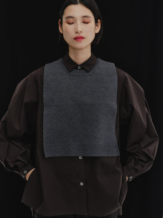 KNIT NECK PARTS SHIRT(BLACK)