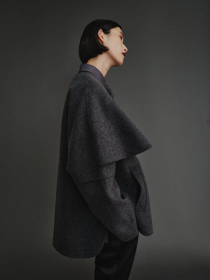 【PREORDER】PONCHO COAT / CHARCOAL GRAY