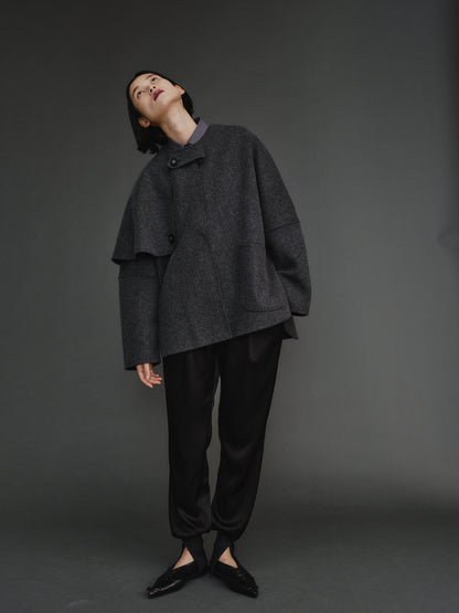 【PREORDER】PONCHO COAT / CHARCOAL GRAY