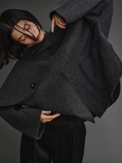 【PREORDER】PONCHO COAT / CHARCOAL GRAY