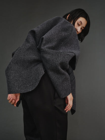 【PREORDER】PONCHO COAT / CHARCOAL GRAY