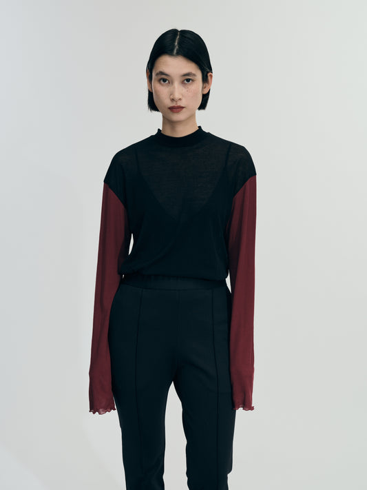 [pre-order] COLOR SCHEME SHEER TOPS(BORDEAUX×BLACK)