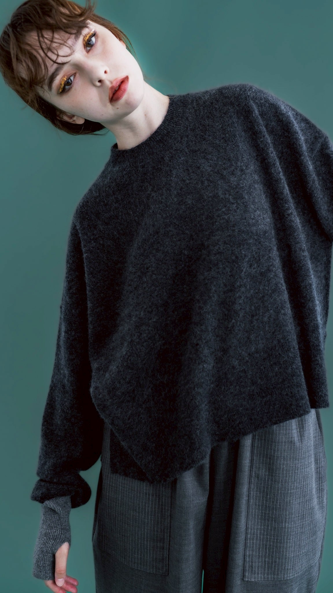 11/28発売 Cashmere silk blend knit(CHARCOAL BLACK)