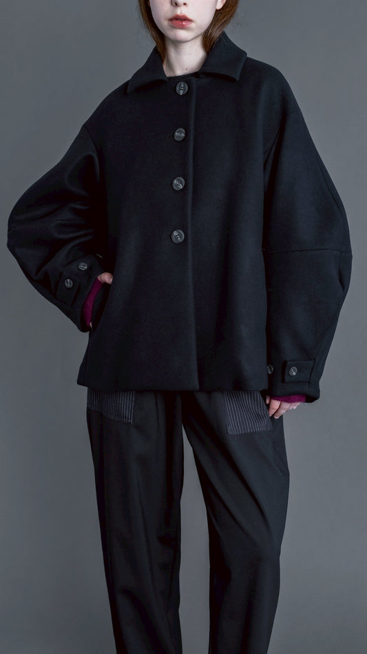 Balloon Sleeve Coat(BLACK)