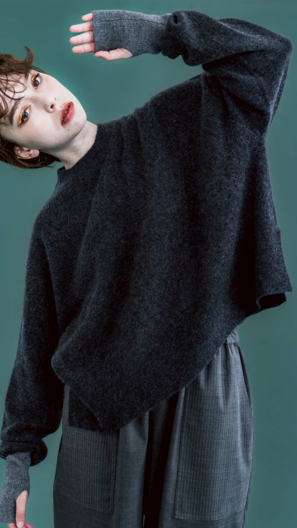11/28発売 Cashmere silk blend knit(CHARCOAL BLACK)